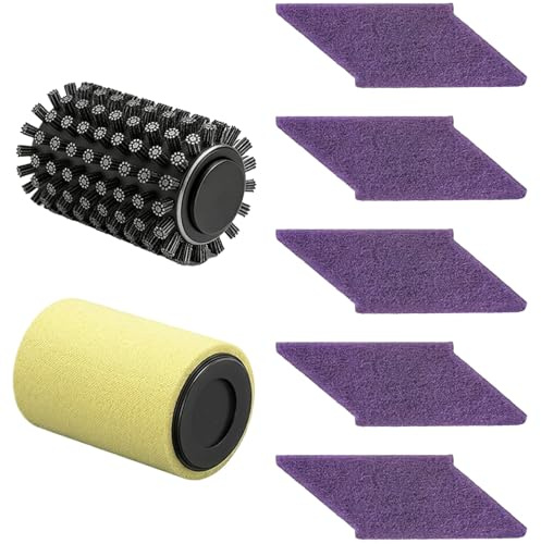 Aurviv Testine di ricambio per spazzola elettrica per grill, kit di ricambio 3 in 1 per barbecue, include testina in filo di acciaio inossidabile, tampone per lucidatura e spugnetta abrasiva