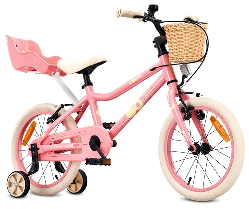 sun baby LOOFI Kinderfahrrad 14–16 Zoll aus Aluminium | leichtes Fahrrad für Kinder ab 3 Jahren, Stützräder, Korb und Klingel
