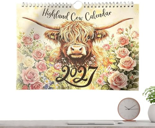 Calendrier mural 2027 À Mensuel Drôle De Vache 2027, 12 Mois