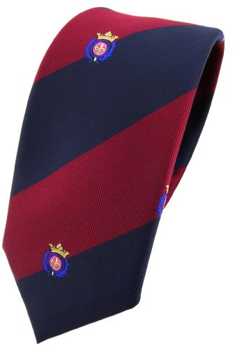 TigerTie étroit cravate rouge bordeaux bleu foncé rayé avec blason - Tie