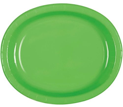 Lime Green Solid Oval Paper Plates (30cm) Pack of 8 - Elegant & Durable Dinnerware for Parties, Events, and Everyday Use