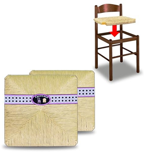 FacilCasa Recambio para Sillas, Asiento de Celulosa de Paja para Silla de Comedor - Hidrófugo, Resistente e Higiénico. con Estructura de Madera + Manual de instalación - Nr.2 Pisa Cell. (37×37 cm)