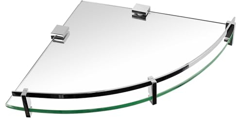 Mount-It! Glas Eckregal für Dusche und Badezimmer - Wandmontage mit Chromschiene und 8mm gehärtetem Glas