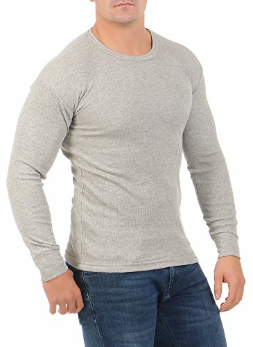 A&LE Fashion Herren Thermo-Unterhemd Langarm Innenfleece für den Winter warm Arbeitsbekleidung angeraut 4035 (5/M, Grau)