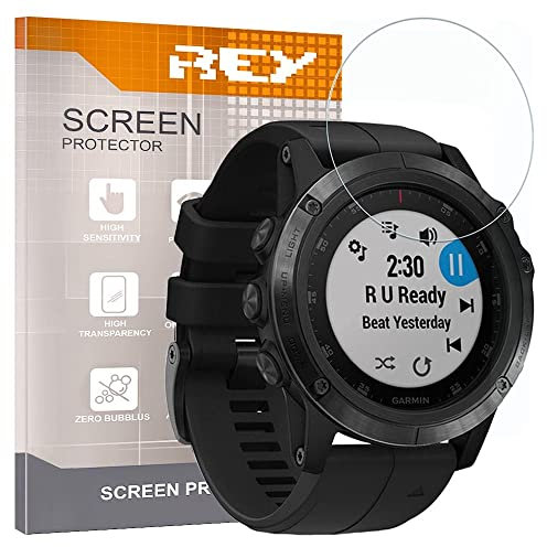 REY Pack 6X Pellicola salvaschermo per Garmin Fenix 5X 51mm - Fenix 5X Plus 51mm - Forerunner 945 Lite - Fenix 7s 42mm, qualità Premium