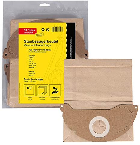 PATONA 10x Papier Staubsaugerbeutel kurz Kompatibel mit Kärcher A2004 A2131 A2120 ME 4000 Plus