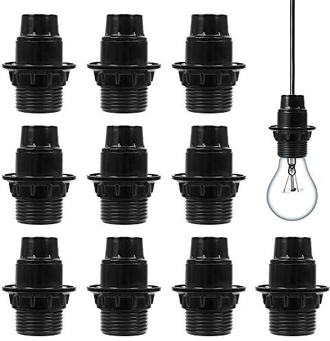 Lampe à Douille, 10 Pcs E14 Douilles Lampes Conviennent aux Ampoules à Vis E14 et aux Lampes à Économie d'énergie à vis, Lampe Douille en Plastique a une Bonne Conductivité Électrique (Noir)