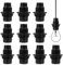 E14 Lampenfassung, 10 Stück Bakelit Lampensockel, 250V Socket Adapter für Tischlampe, Stehlampe, Kronleuchter (Schwarz)