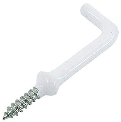 10 x Dresser Cup Hooks Square L Shaped Shouldered 48mm White PVC Plastic Coated