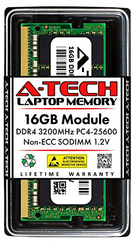 A-Tech MTXtec Barrette de mémoire RAM DDR4 3200 MHz SODIMM PC4-25600 PC4-3200AA CL22 Non-ECC pour ordinateur portable 16 Go