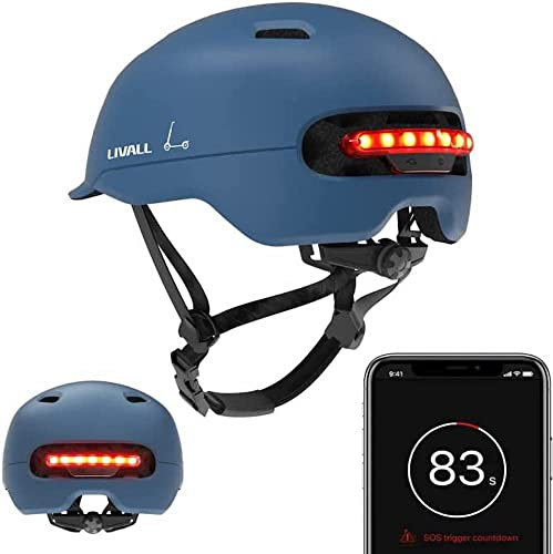 LIVALL Smart Helm, Fahrradhelm für Erwachsene mit Auto-Sensor-LED, LED-Rückleuchten, Blinker, Fahrradhelm für Stadtpendler Einstellbare Größe für Damen und Herren, Marineblau