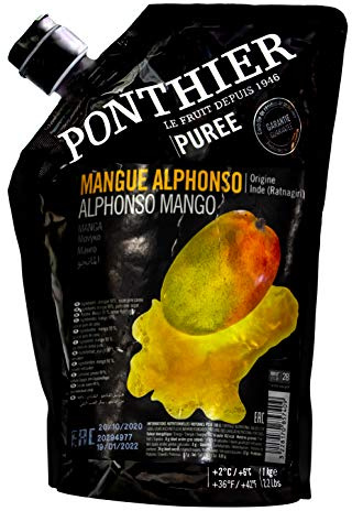 Food-United MANGO PÜREE Mango-Frucht-Püree von Ponthier 6x 1KG Frucht-Smoothie-Bowl-Sorbet-Cocktail-Schorle-Saft aus Früchten höchster Qualität ohne künstliche Zusätze