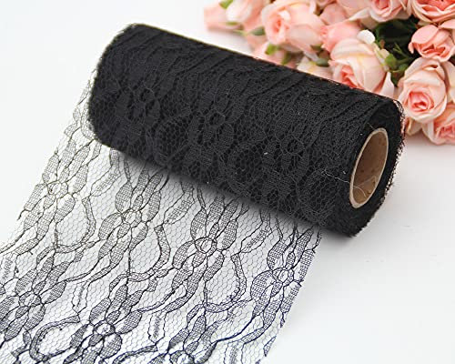 Spitze Tischläufer Tischband Tischdecke Küche Esstisch Dekoration Tischdeko für Hochzeit Geburtstage Tischdekoration Kommunion Weihnachten Herbst Braut & Baby Dusche Tabletop Dekor,Schwarz 30cmx22m
