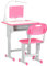 HOMCOM Banchetto per Bambini 6-12 Anni ad Altezza Regolabile con Lampada LED, Leggio e Mensola, Set Banco con Sedia per Bambini in PP, Acciaio e MDF, Rosa