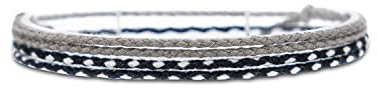 Made by Nami Surfer Fußband 2-er Set Damen & Herren - Dünnes Boho Hippie Fußkettchen geflochten- Handmade Strand Festival Accessoires - 100% Wasserfest & Verstellbar (Schwarz & Grau)