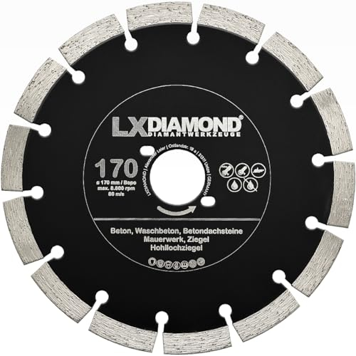 LXDIAMOND Diamant-Trennscheibe 170mm - Diamantscheibe für Beton Mauerwerk Universal - Trennscheibe passend für Bepo FFS 171 SE Montagefräse Fensterfugenschneider 170 mm - in Profi Qualität