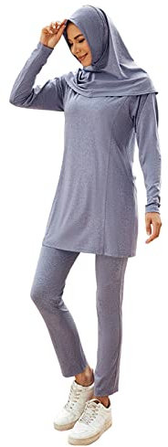 AllMonyba Naher Osten Arabischer muslimischer Sportanzug Frauen 3-teiliges Set Oberteile + Hosen + Hijab Islamische Türkei Sportbekleidung Trainingsanzug Set