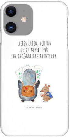 Mr. & Mrs. Panda Handyhülle Pinguin & Maus Wanderer, Kunststoff, Weiß