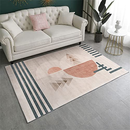 RUGMRZ Wohnzimmerteppich Kurzflor 180 x 220 cm Teppich Selber Machen pink Bettvorleger Schlafzimmer Sommerteppichpinkgraugeometrisches Mustermodernwaschbar Flickenteppich Waschbar