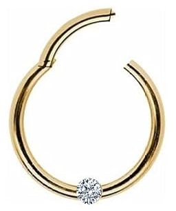 PIERCING Clicker I Echter Diamant I Echt 585 Gelbgold I Maße: 1,0 x 8 mm I Nase Ohr Brust Intim I Online Shop Schmuck kaufen I 46012-8