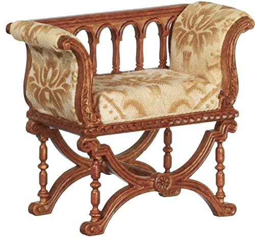 Melody Jane Puppenhaus Sessel Jacobean Curule JBM Miniatur Walnuss Wohnzimmer Möbel