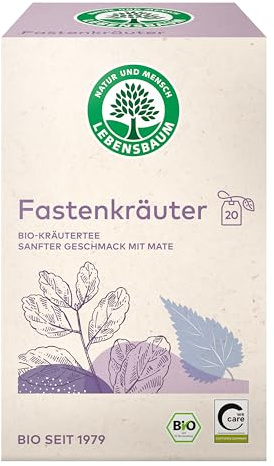 Lebensbaum Fastenkräuter, 20 Beutel x 1,5g Kräutertee mit sanftem mate Geschmack, 100% Bio, Kräuterteemischung