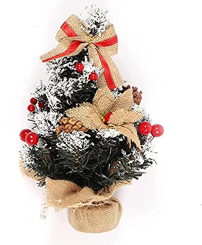 ADITAM 2 Stück Mini-Weihnachtsbaum mit roten Beeren, Nüssen, Tischplatte, Weihnachtsbaum mit Leinenstoffbeutelbasis, künstlicher Weihnachtsbaum, 35 cm (Color : B) Double The Comfort