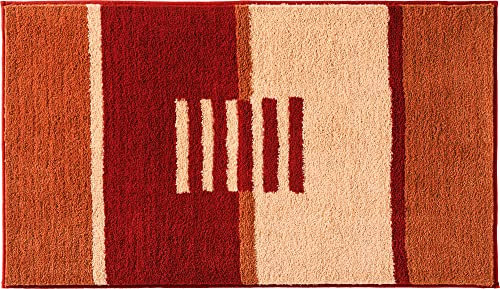 REDBEST Badematte, Badteppich, Badvorleger Houston - rutschhemmend, Flauschiger Flor, pflegeleicht, für Fußbodenheizung geeignet - Terra Größe 50x80 cm