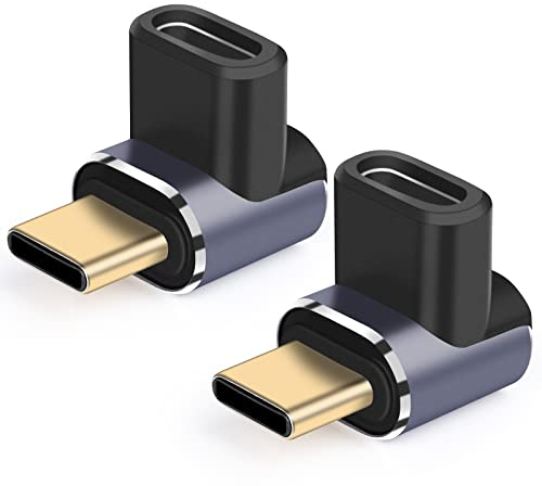 USB C Stecker auf Buchse Adapter (2 Stück), 40 Gbps USB C 90 Grad Abgewinkelter Adapter Typ C Verlängerungsadapter Kompatibel für Samsung, MacBook und mehr USB-C Geräte