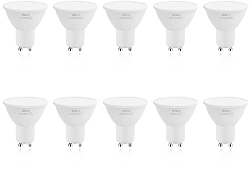 URing GU10 LED Kaltweiß 4.8W 6000K Lampe, Ersetzt 50W Halogenlampe leuchtmittel 500lm, Glühbirne Abstrahlwinkel 120° Energiesparlampe Kaltweiß Nicht Dimmbar LED GU10 Spot Reflektor Birne, 10 stück