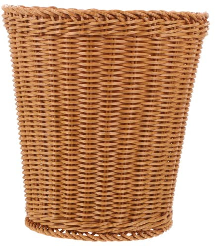 Housoutil Trash Can Woven Waste Basket Natural Rattan Versatile Storage Basket for Home