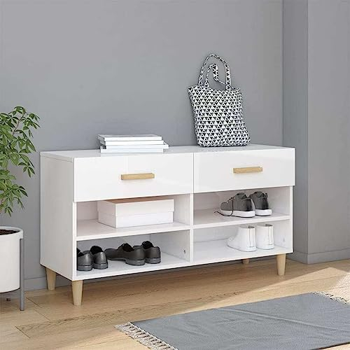 vidaXL Schuhschrank Hochglanz-Weiß 102x35x55 cm Holzwerkstoff