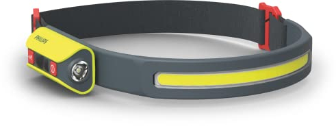Philips Xperion 6000 LED-Kopflampe, wiederaufladbare Stirnleuchte mit Panorama-Leuchtfeld (300lm) und drehbarem LED-Spotlicht (120lm), Bewegungssensor, USB-C, Weißen