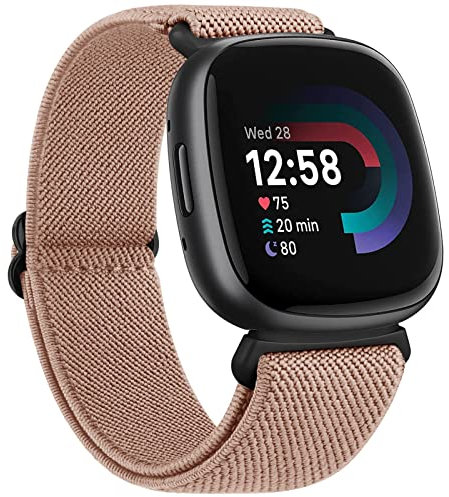 Vancle für Fitbit Versa 4 Armband Damen Herren,Nylon Verstellbares Ersatzarmbänder für Fitbit Versa 3 Armband/Fitbit Sense 2 Armband/Fitbit Sense Armband(Milchtee braun)