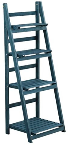 Blumenständer Pflanzenständer Blumentreppe Moderner Massivholz-Blumenständer, Klappbarer Boden-Pflanzgefäßhalter, Pflanzenständer, Balkon, Garten Blumenbank Pflanzenregal Blumenregal ( Blue : Blue , S