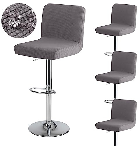 Levoberg Barhocker-Bezug mit Rückenlehne, wasserdicht, für Barhocker, dehnbar, für Esszimmerstühle, drehbar, waschbar, 4 Stück, Dunkelgrau