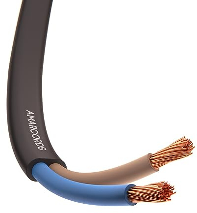 Amarcords - Cavo elettrico piatto bipolare sezione 2x0,75mm colore NERO. Piattina Elettrica H03VVH2-F, 5 metri
