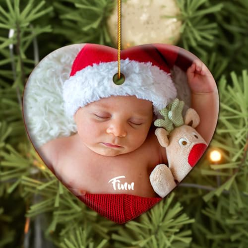 iDIY Personalisierte Weihnachtskugel mit Foto - Mein erstes Weihnachten Kugel, Weihnachtskugeln mit Bild und Name, Christbaumkugeln Selber Gestalten