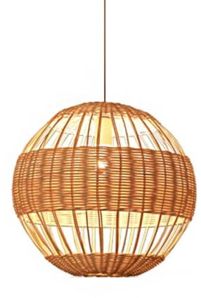 Natürlichen Bambus Rattan Handgefertigten Pendellampe Vintage Gewebte Kronleuchter Kreative rund Hängelampe E27 Höhenverstellbare Pendelleuchten Restaurant Teestube Schlafzimmer Wohnzimmer Café (Größ