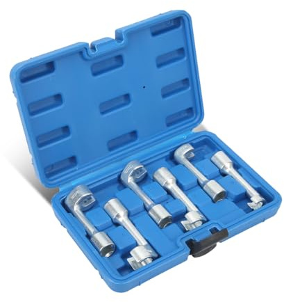 WOOXGEHM 6 Pièces Jeu de Douilles D'Injection de Ligne D'Injecteur de Carburant, Clé de Ligne D'Injection de Type L 1/2 Pouces 12 Mm 14 Mm 16 Mm 17 Mm 18 Mm 19 Mm avec Boîte de Rangement