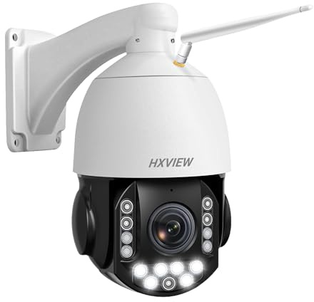 HXVIEW Telecamera di sicurezza PTZ 4K per esterni con zoom ottico 30X, visione notturna 1000FT, telecamera IP RTSP wireless WiFi da 8 MP a 360°, monitoraggio automatico, rilevamento persona/veicolo
