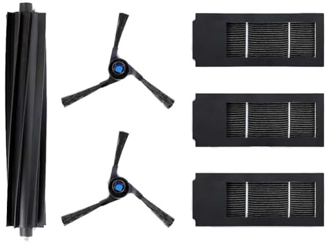 Kit di 6 filtri a spazzola laterale principale compatibile con aspirapolvere robot per Deebot X2 Omni - 1 spazzola principale in gomma, 2 spazzole laterali, 3 filtri per polveri sottili