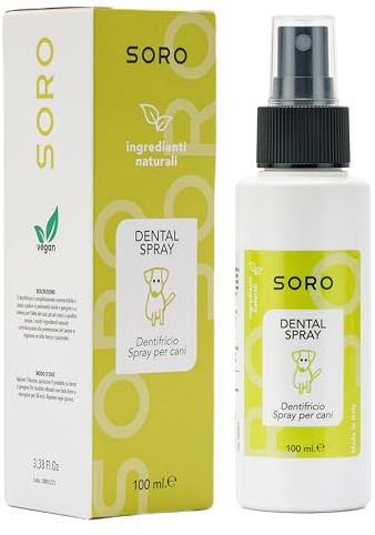 Soro Zahnpasta-Spray für Hunde, 100 ml, zur Reinigung und Hygiene der Zähne gegen Mundgeruch, 100 % natürliche Inhaltsstoffe