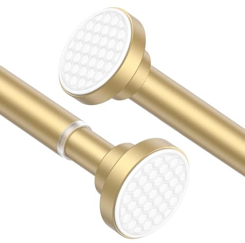 AIZESI Shower Curtain Pole 28 to 48 Inch, 1pcs Spring Tension Rod 1 Inch Diameter Gold Small Shower Curtain Rod Adjustable Non-Drilling, Non-Slip, Anti-Rust Spring Loaded Curtain Rods