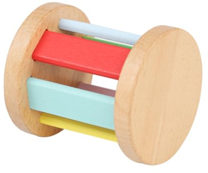 KOMBIUDA Holzrasselrolle Holzrassel Für Kleinkinder Neugeborene Motorikspielzeug Sinnesspielzeug Greifspielzeug Frühe Bildung Montessori Instrument