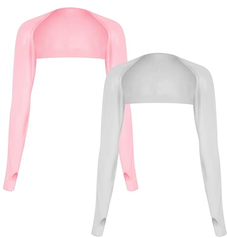 Giantree 2 Stück UV-Schutz Bolero Damen, Arm Armmanschette Kühlschal uv shirt damen Armmanschette Golf Kühlung Schal Armmanschette Sonnenschutz Schal für Golf Sport Outdoor Reiten (rosa + grau)