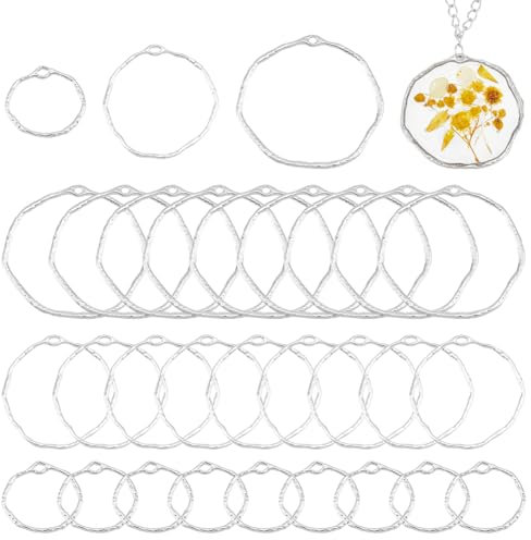 UNICRAFTALE 30 Stück 3 Größen Runde Anhänger Mit Offener Rückseite Ringrahmenanhänger Aus Legierung Epoxidharz Gepresste Blumenschmuck Leeranhänger Für Harz Gepresste Blumen Basteln Schmuckherstellung