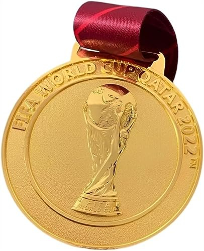 CTCOIJRN WM-Medaillen, Fußball-Weltmedaillen – 7,6 cm breite Medaillen, 7 mm dick, rotes Band mit V-Ausschnitt Trophäen