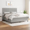 Willood Boxspringbett mit Matratze Hellgrau 180x200 cm Stoff Vertikale Streifen Hohes Kopfteil