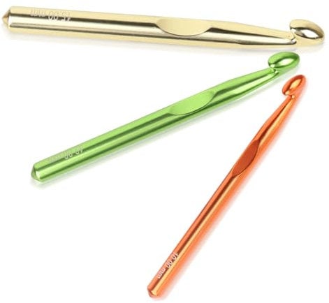 Reessy Large Crochet Hooks Set, Aluminum Crochet Hook for Chunky Yarn 10mm 12mm 15mm, Ergonomic Crochet Hooks for Arthritis Hands, Big Metal Crochet Hook Set for Beginners Adults Kids